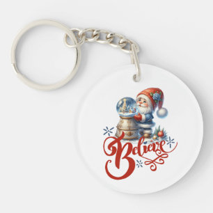 Porte-clés Porte - clé de Noël avec Gnome et snowglobe