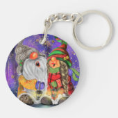 Porte-clés Porte - clé de Noël Couple Gnomes (Dos)