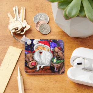 Porte-clés Porte - clé de Noël Père Noël et Reindeers Drôle