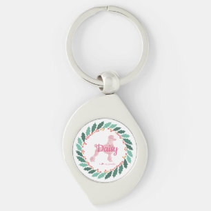 Porte-clés Porte - clé de Noël silhouette de caniche rose per
