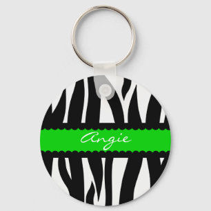Porte-clés Porte - clé de nom personnalisé du Motif rayé Zebr