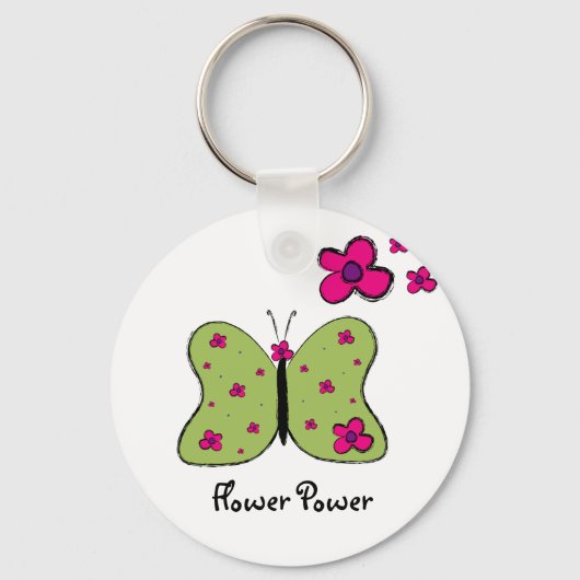 Porte-clés Porte - clé de papillon d'alimentation des fleurs (Recto)