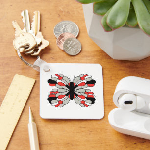 Porte-clés Porte - clé de papillon noir et rouge funky