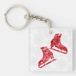 Porte-clés porte - clé de patin à glace - étoiles rouges N