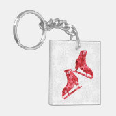 Porte-clés porte - clé de patin à glace - étoiles rouges Né p (Devant gauche)