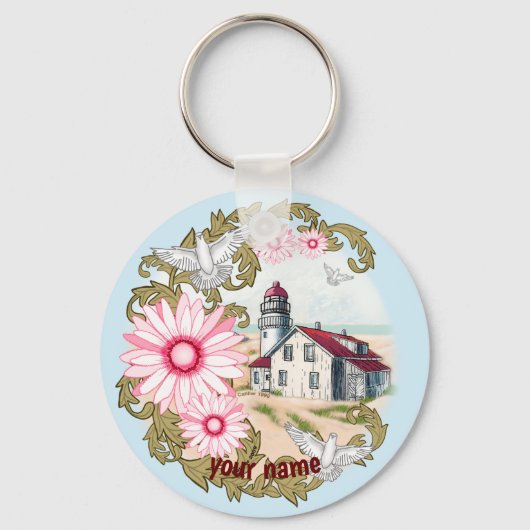 Porte-clés Porte - clé de phare rose Daisy (Recto)