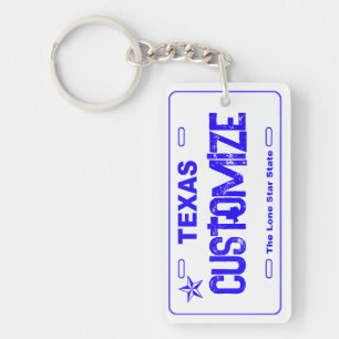 Porte-clés Porte - clé de plaque d'immatriculation bleu Texas