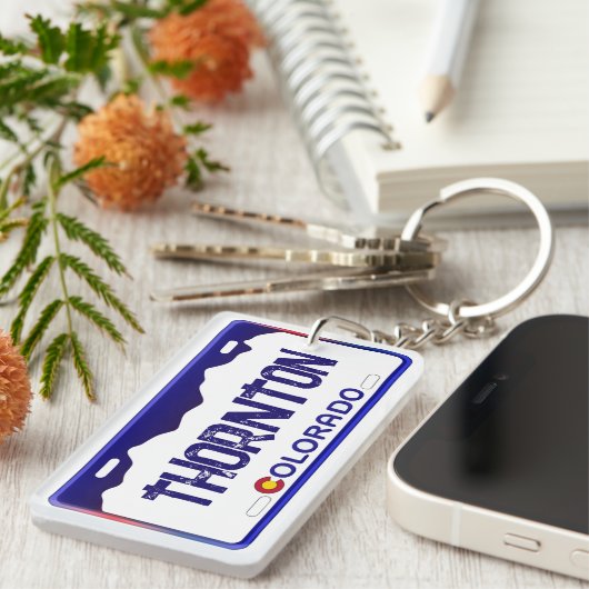 Porte-clés Porte - clé de plaque d'immatriculation bleu Thorn (Devant droit)