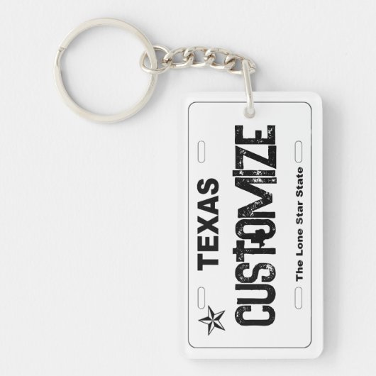 Porte-clés Porte - clé de plaque d'immatriculation Texas blan (Devant)