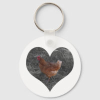 Porte - clé de poulet en forme de coeur