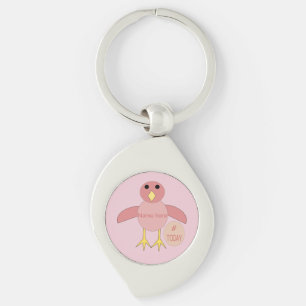 Porte-clés Porte - clé de poussins de fille rose personnalisé