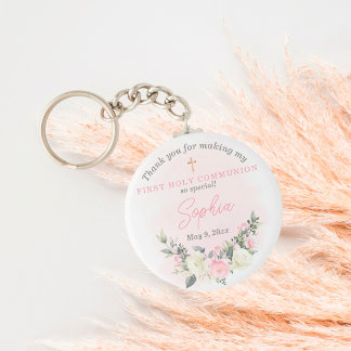 Porte-clés Porte - clé de première communion rose