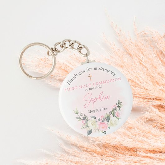 Porte-clés Porte - clé de première communion rose