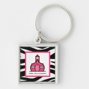 Porte-clés Porte - clé de professeur - copie et rose de zèb