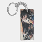 Porte-clés Porte - clé de rectangle de chat tigré, (Devant gauche)