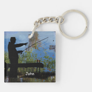 Porte-clés Porte - clé de retraite de pêche de l'homme âgé