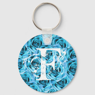 Porte-clés Porte - clé de roses de bleu glacier de la lettre