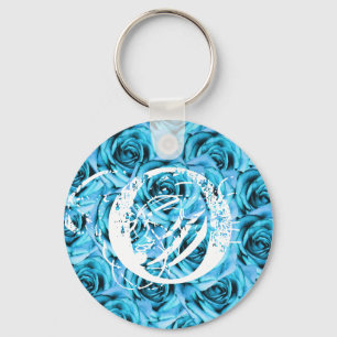 Porte-clés Porte - clé de roses de bleu glacier de la lettre