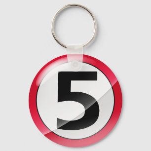 Porte-clés Porte - clé de rouge du numéro 5