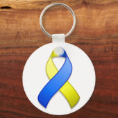 Porte-clés Porte - clé de ruban de sensibilisation bleu et ja (Recto)
