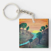 Porte-clés Porte - clé de scène de sérénité peinte à la main (Devant)