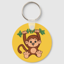 Porte - clé de singe de caricature mignon
