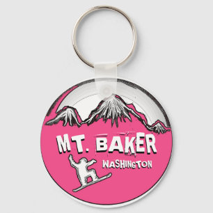 Porte-clés Porte - clé de snowboard rose Mt. Baker Washington