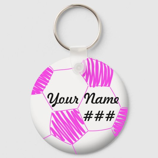 Porte-clés Porte - clé de soccer personnalisé rose (Recto)