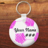 Porte-clés Porte - clé de soccer personnalisé rose (Recto)