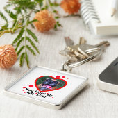 Porte-clés Porte - clé de sourire de carré de chien de boxeur (Côté)