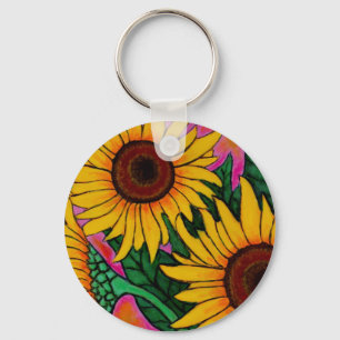 Porte-clés Porte - clé de tournesol floral funky