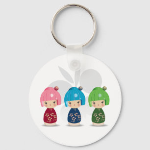 Porte-clés Porte - clé de triplets de Kokeshi