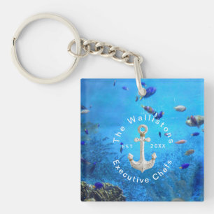 Porte-clés Porte - clé de Vie marine bleu profond personnalis