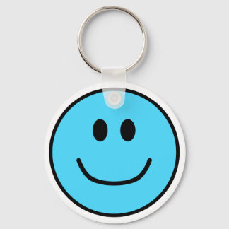 Porte-clés Porte - clé de visage souriant bleu 0002