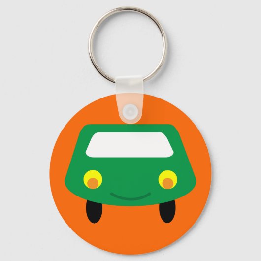 Porte-clés Porte - clé de voiture caricature vert doux et sou (Recto)