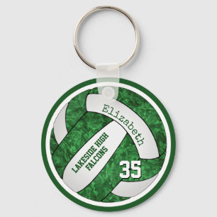 Porte-clés porte - clé de volley-ball blanc vert w nom de l'é