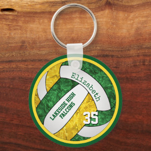 Porte-clés porte - clé de volley-ball en or vert w nom de l'é