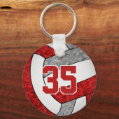 Porte-clés porte - clé de volley-ball gris rouge avec nom de  (Recto)