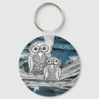 Porte - clé Denim Owls