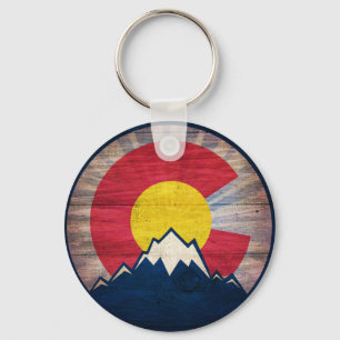 Porte-clés porte - clé des drapeaux du Colorado en bois rust