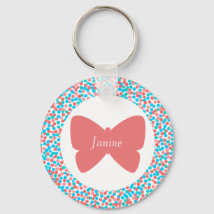 Porte-clés Porte - clé des points de papillon rose de Janine