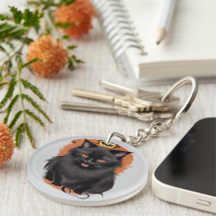 Porte-clés Porte - clé d'Halloween de chat noir malin