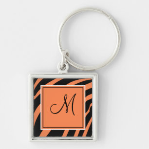 Porte-clés Porte - clé d'impression Zebra orange et noir