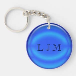 Porte-clés Porte - clé - Disque bleu avec initiales