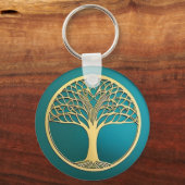 Porte-clés Porte - clé d'or et d'arbre de vie Turquoise (Recto)