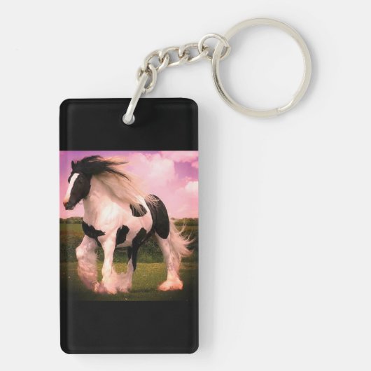 Porte-clés Porte - clé (double face) de cheval de rectangle (Dos)