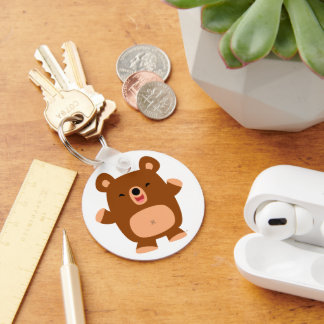 Porte-clés Porte - clé d'ours de caricature à rire mignon