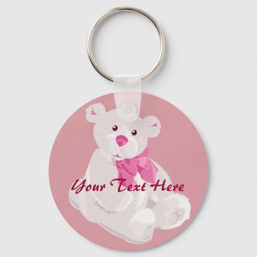 Porte-clés Porte - clé d'ours rose et blanc (Recto)