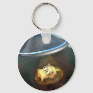 Porte-clés Porte - clé drôle d'abduction d'UFO de porc