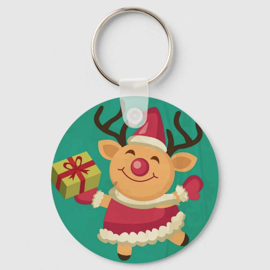 Porte-clés Porte - clé du bouton Dancing Reindeer (Recto)